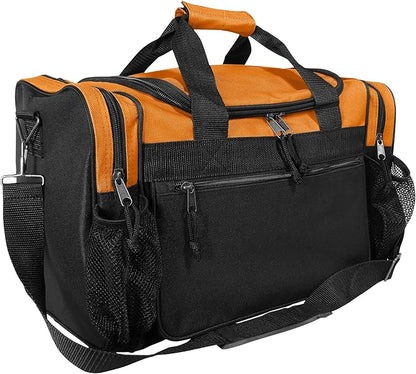 DALIX 17" Duffle Bag Dual Front Mesh Pockets (Black Gold Gray Dark Green Navy Blue Maroon Royal