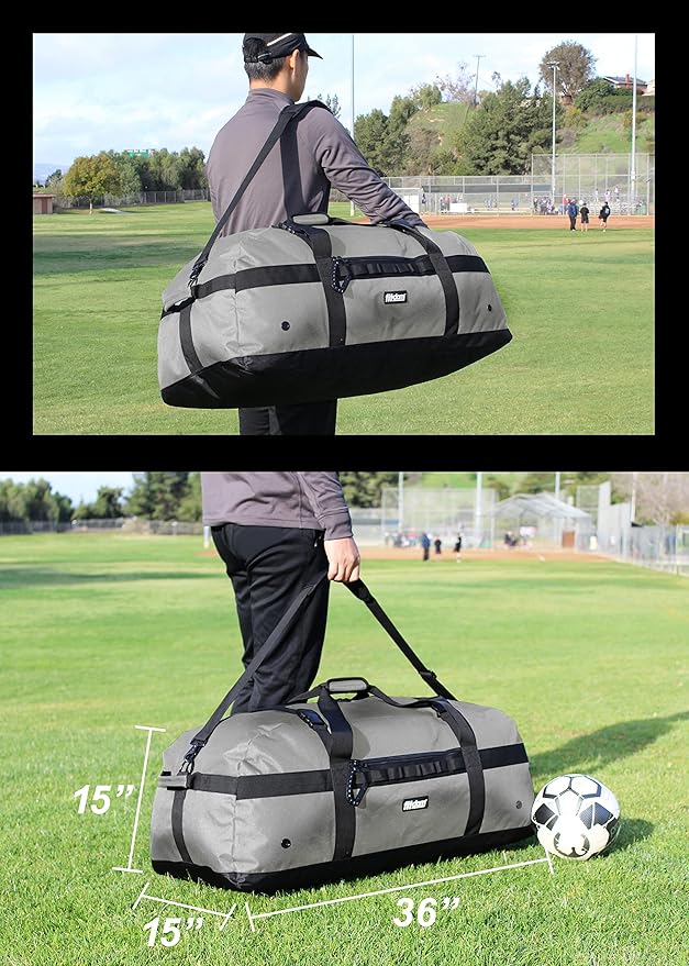 Fitdom 132L 36" Heavy Duty Extra Large Sports Gym Equipment Travel Duffel Bag W/Adjustable Shoulder