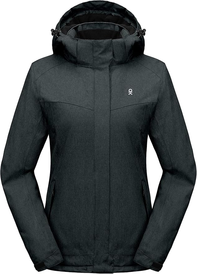 Little Donkey Andy Women's Waterproof Hiking Skiing Jacket with Removable Hood, Fleece Lined Winter