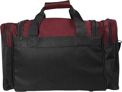 DALIX 17" Duffle Bag Dual Front Mesh Pockets (Black Gold Gray Dark Green Navy Blue Maroon Royal