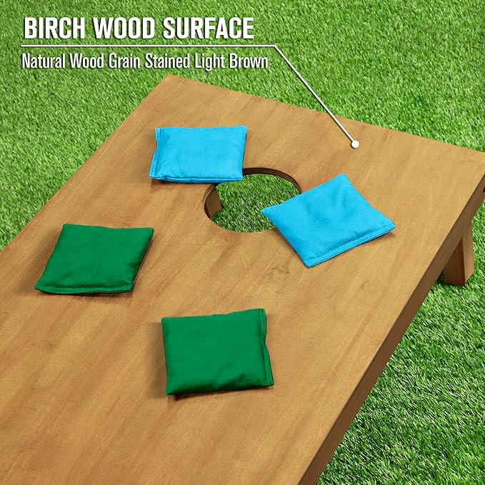 GoSports 4 ft x 2 ft Regulation Size Wooden Cornhole Boards Set - Includes Carrying Case - Full