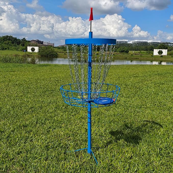 Disc Golf Basket with Discs | Portable Disc Golf Target with Heavy Duty 24-Chains Disc Golf Course