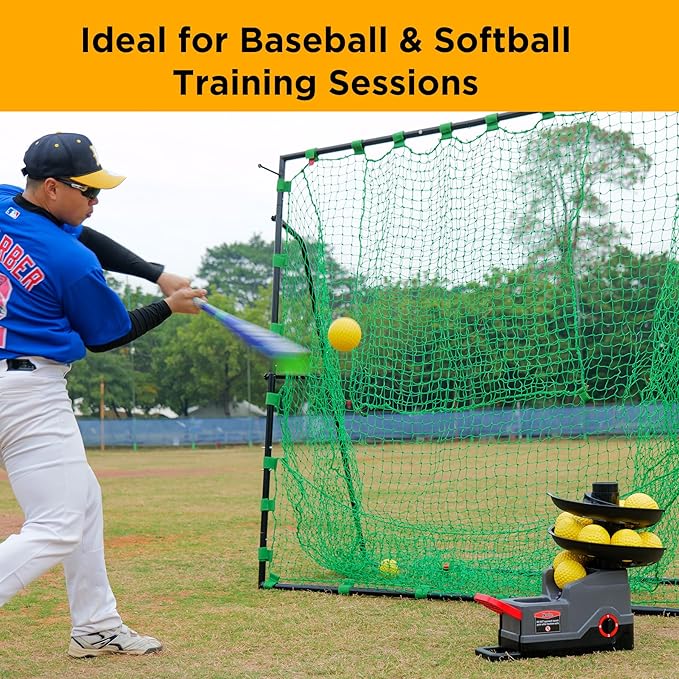 Furlihong 691BH Baseball Softball Toss Machine, Foot-Operated, No Power Needed, 4 Adjustable Gears