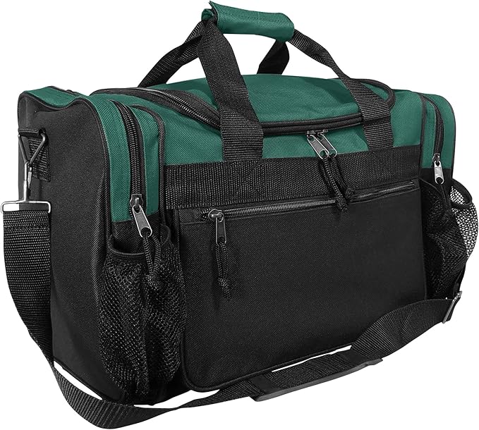 DALIX 17" Duffle Bag Dual Front Mesh Pockets (Black Gold Gray Dark Green Navy Blue Maroon Royal