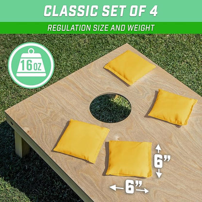 GoSports Classic Cornhole Bean Bags Set of 4-16 Colors Available - Regulation All Weather, Mix and
