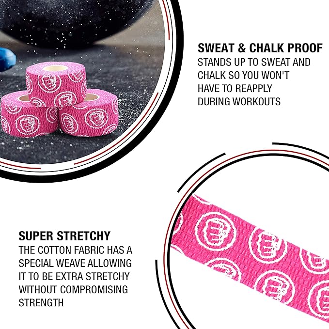 WOD Nation Flexible Hook-Grip Athletic Tape – Easy-Tear, Sweat-Proof Thumb & Finger Strips for