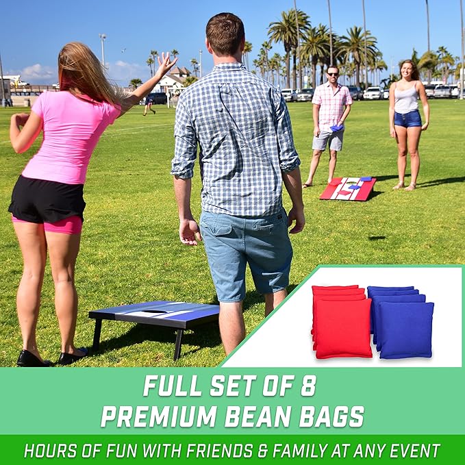 GoSports Portable Cornhole Sets, 8 Styles – Choose 4 x 2 ft or 3 x 2 ft - Boards Include 8 Bean