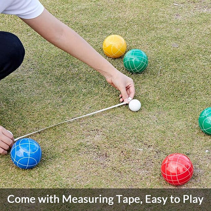 ApudArmis Bocce Balls Set, Outdoor Family Bocce Game for Backyard/Lawn/Beach - Set of 8 Poly-Resin