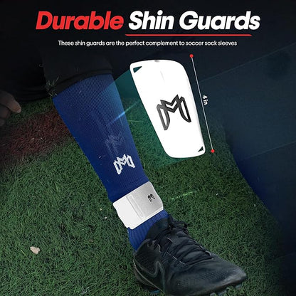 Soccer Grip Socks, Shin Guards, Pre Cut Sock Sleeves, and Guard Straps Bundle Pack - Essential