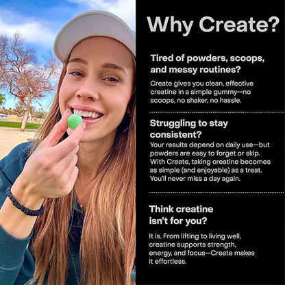 Creatine Monohydrate Gummies for Men & Women - Boost Focus, Strength, and Endurance, Anti-Melting