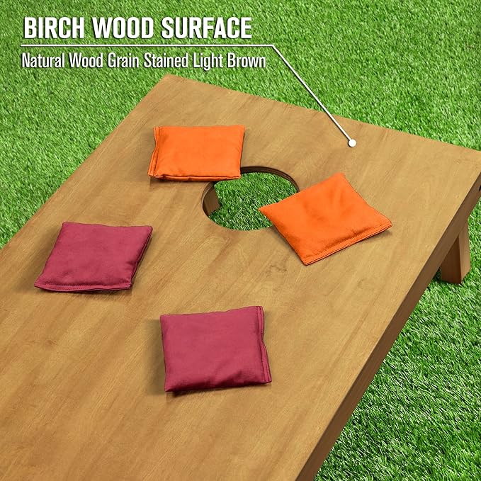GoSports 4 ft x 2 ft Regulation Size Wooden Cornhole Boards Set - Includes Carrying Case - Full