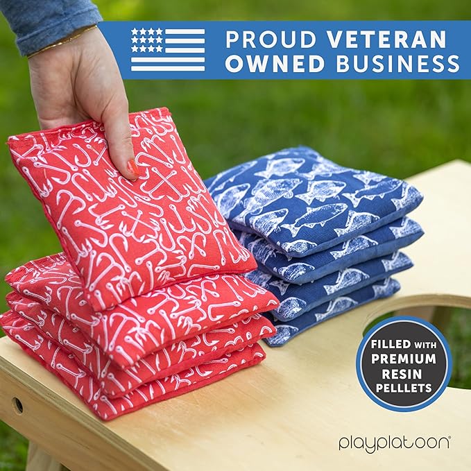 Professional Cornhole Bags - Set of 8 Regulation All Weather Double Sided - Sticky Side/Slick Side