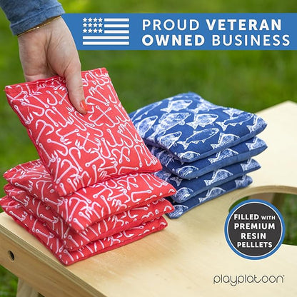 Professional Cornhole Bags - Set of 8 Regulation All Weather Double Sided - Sticky Side/Slick Side