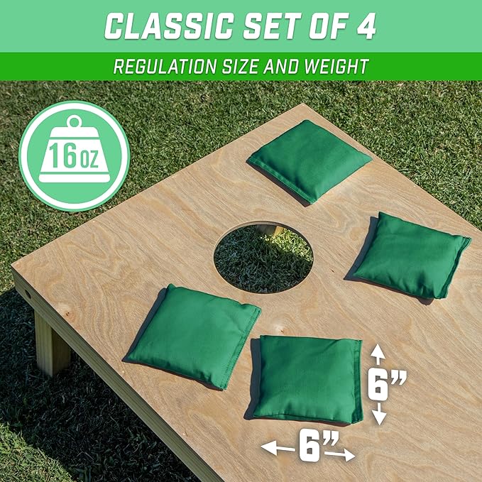GoSports Classic Cornhole Bean Bags Set of 4-16 Colors Available - Regulation All Weather, Mix and
