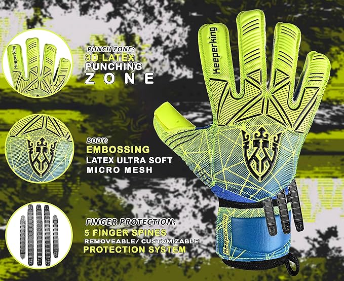 Soccer Goalie Goalkeeper Gloves for Kids Boys Youth & Adult,Latex Strong Grip Palms with Removable