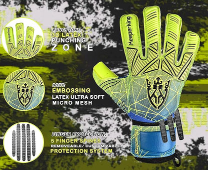 Soccer Goalie Goalkeeper Gloves for Kids Boys Youth & Adult,Latex Strong Grip Palms with Removable