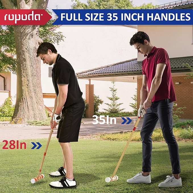 ropoda 35In Updated Six-Player Croquet Set with Wooden Mallets, Colored Balls, Sturdy Carrying Bag