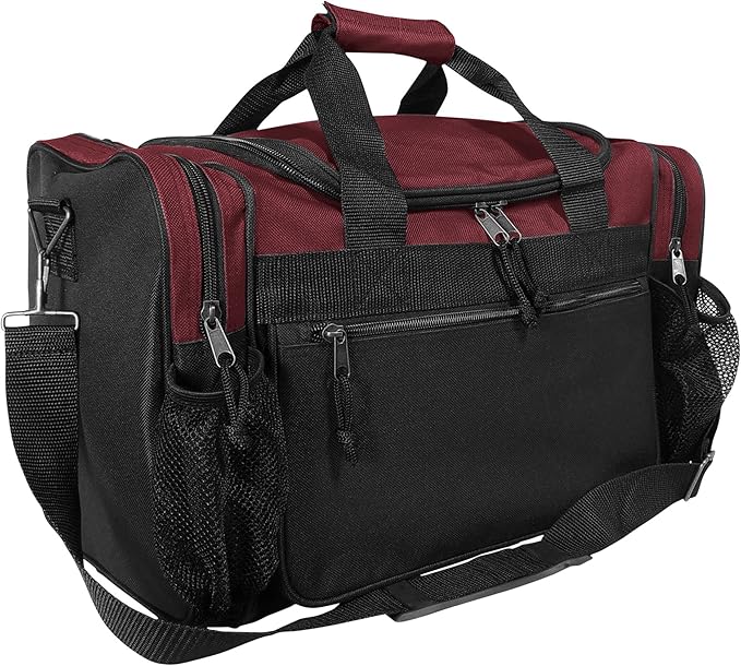 DALIX 17" Duffle Bag Dual Front Mesh Pockets (Black Gold Gray Dark Green Navy Blue Maroon Royal
