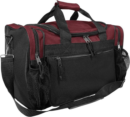 DALIX 17" Duffle Bag Dual Front Mesh Pockets (Black Gold Gray Dark Green Navy Blue Maroon Royal