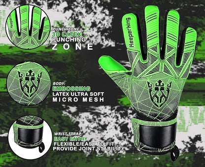 Soccer Goalie Goalkeeper Gloves for Kids Boys Youth & Adult,Latex Strong Grip Palms with Removable