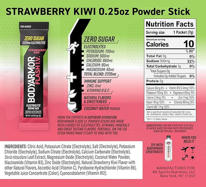 BODYARMOR Flash IV Electrolyte Packets, Strawberry Kiwi, Lemon Lime, & Tropical Punch Variety Pack