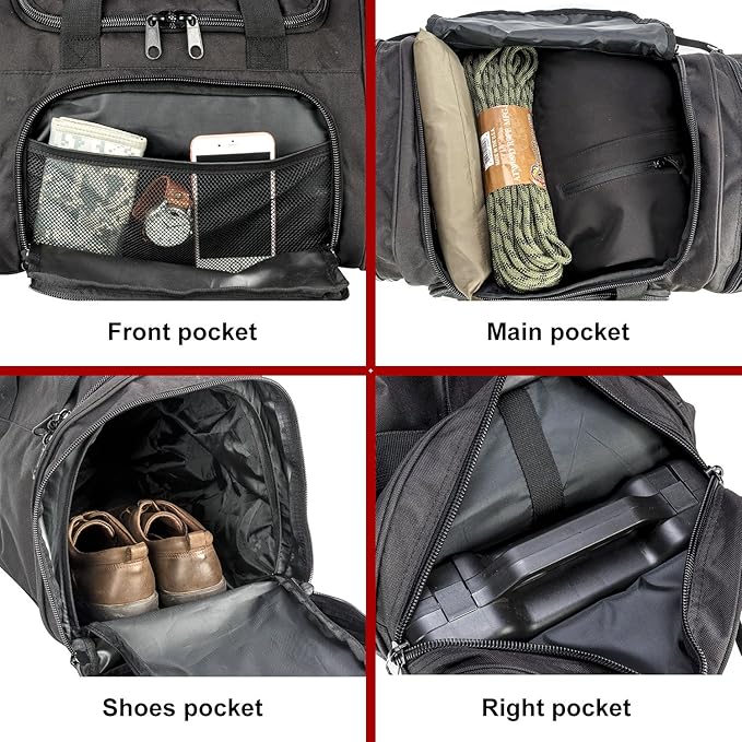 Tactical Travel Duffle Bag with Shoes Compartment Weekender Bags Carry On Overnight Bag For Men and