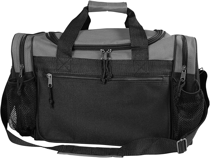 DALIX 17" Duffle Bag Dual Front Mesh Pockets (Black Gold Gray Dark Green Navy Blue Maroon Royal