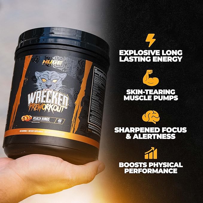 Wrecked Pre Workout Powder, Advanced Formula, Boosts Energy, Focus, Pumps & Performance, 10g