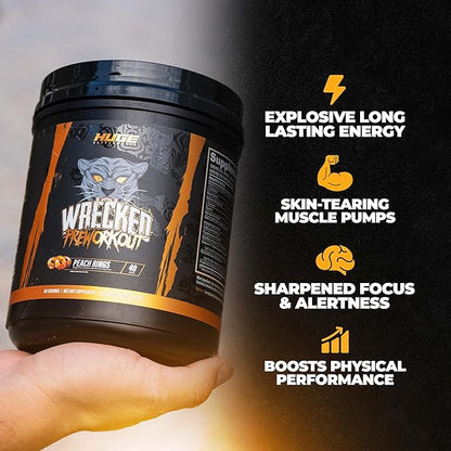 Wrecked Pre Workout Powder, Advanced Formula, Boosts Energy, Focus, Pumps & Performance, 10g
