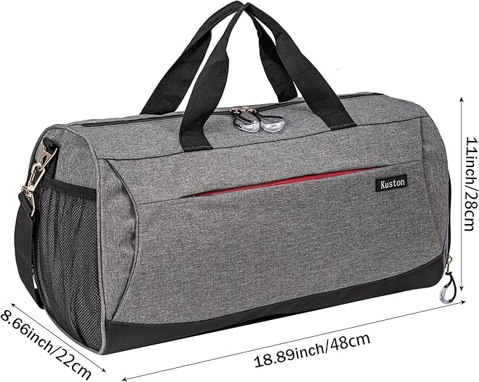 Kuston Sports Gym Bag with Shoes Compartment, Trolley Sleeve and Wet Pocket Gym Duffel Bag
