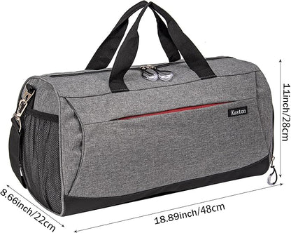 Kuston Sports Gym Bag with Shoes Compartment, Trolley Sleeve and Wet Pocket Gym Duffel Bag