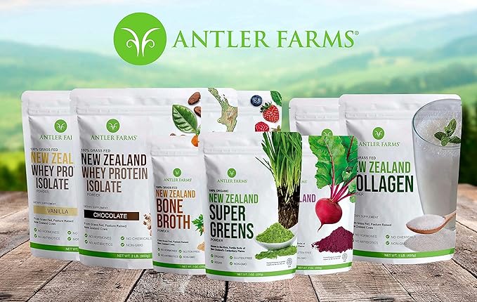 Antler Farms - 100% Grass Fed New Zealand Whey Protein Isolate, Unflavored, 2 lbs - Pure and Clean
