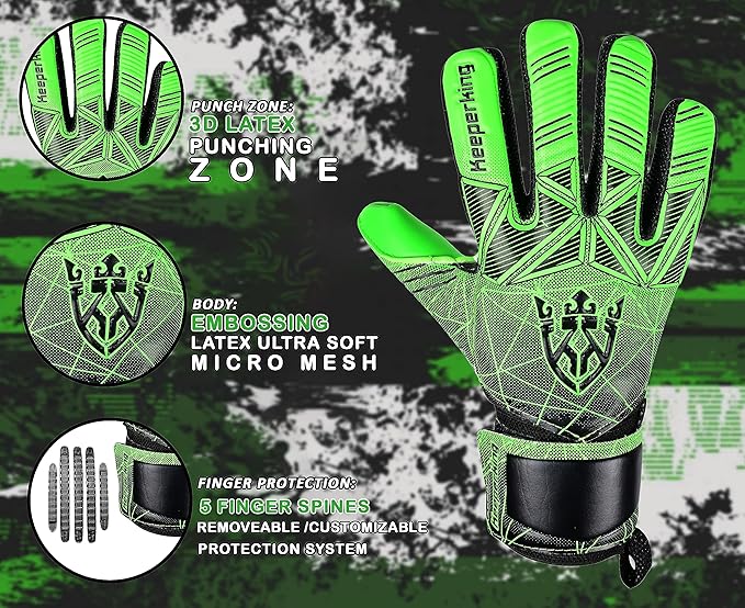 Soccer Goalie Goalkeeper Gloves for Kids Boys Youth & Adult,Latex Strong Grip Palms with Removable