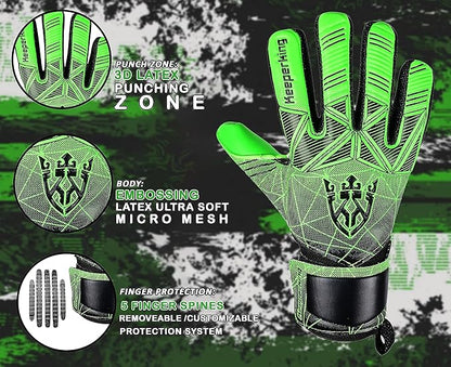 Soccer Goalie Goalkeeper Gloves for Kids Boys Youth & Adult,Latex Strong Grip Palms with Removable