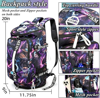 Gym Duffle Bag Backpack with Shoe Compartment,4 ways Travel Backpack for Women and