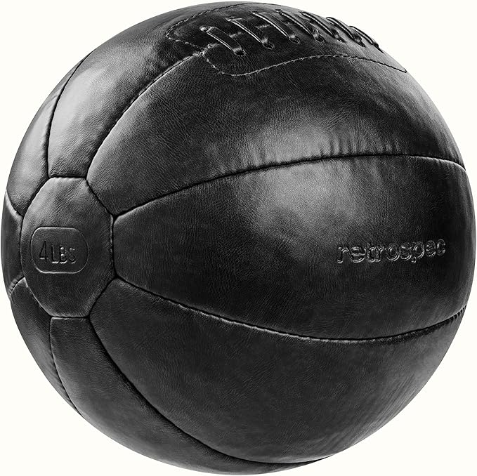 Core Weighted Medicine Ball 4, 6, 8, 10, 12, 14, 16, 20, 25, 30 lbs, Soft Touch Vegan Leather with