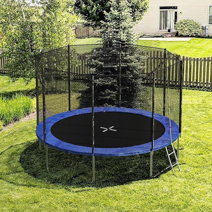 AOTOB 8FT 10FT 12FT 14 FT 15FT Trampoline with Safety Enclosure Net，Outdoor Trampoline with