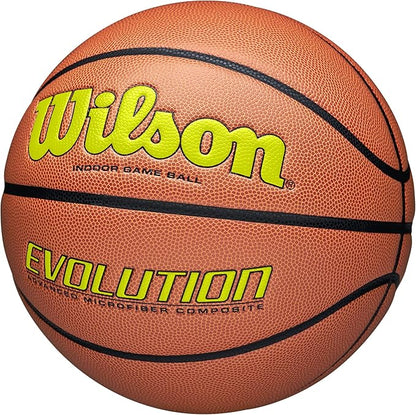 WILSON Evolution Indoor Game Basketballs - Size 5, Size 6 and Size 7