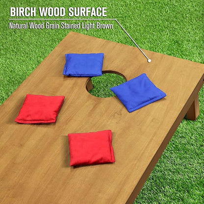 GoSports 4 ft x 2 ft Regulation Size Wooden Cornhole Boards Set - Includes Carrying Case - Full