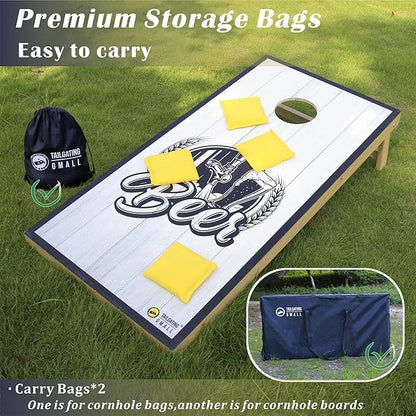 Cornhole Board Set 4FTx2FT Solid Wood Regulation Size Cornhole Set Includes 8 Cornhole Bags for