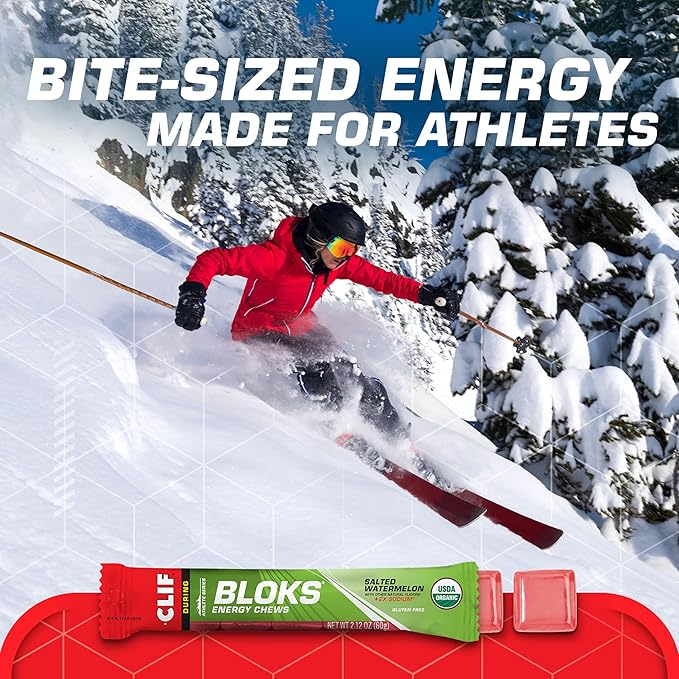 CLIF BLOKS - Salted Watermelon Flavor with 2X Sodium - Energy Chews - Non-GMO - Plant Based - Fast