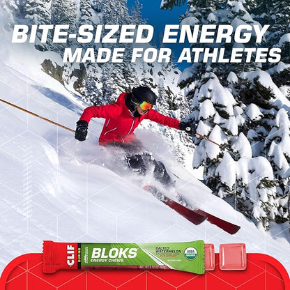 CLIF BLOKS - Salted Watermelon Flavor with 2X Sodium - Energy Chews - Non-GMO - Plant Based - Fast
