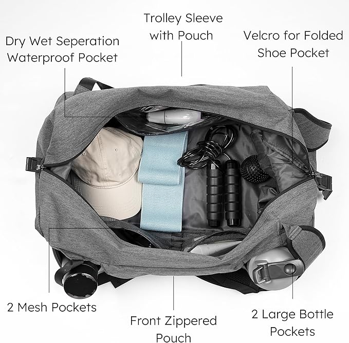 Gym Bag for Men with Shoes Compartment and Wet Pocket Convertible Duffle Bag and Gym Backpack