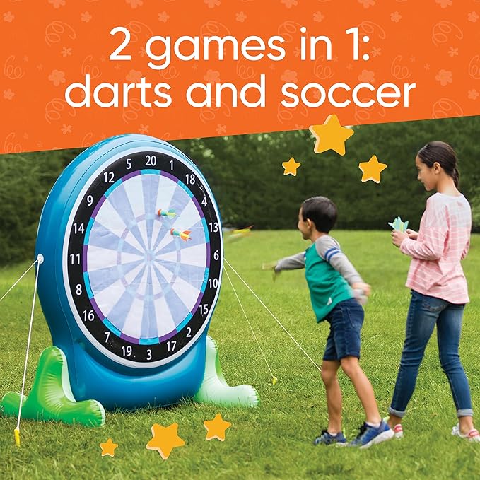 Hearthsong Jumbo 57-Inch Inflatable 2-in-1 Darts and Soccer Set with Double-Sided Scoreboard, Two