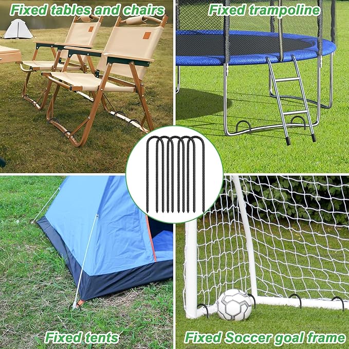 Gtongoko Trampolines Wind Stakes 8 Pack 12 Inch,Heavy Duty U Shaped Rebar Tent Stakes Ground