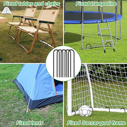 Gtongoko Trampolines Wind Stakes 8 Pack 12 Inch,Heavy Duty U Shaped Rebar Tent Stakes Ground