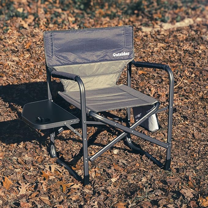 OUTSIDER Portable Directors Camping Chair, Lightweight Folding Aluminum Outdoor Chair with Side