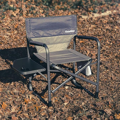OUTSIDER Portable Directors Camping Chair, Lightweight Folding Aluminum Outdoor Chair with Side