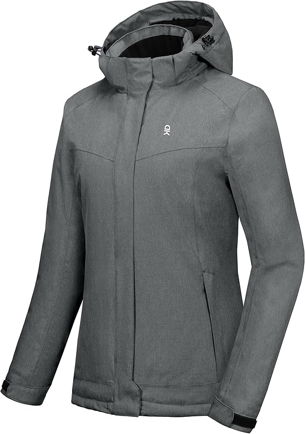 Little Donkey Andy Women's Waterproof Hiking Skiing Jacket with Removable Hood, Fleece Lined Winter