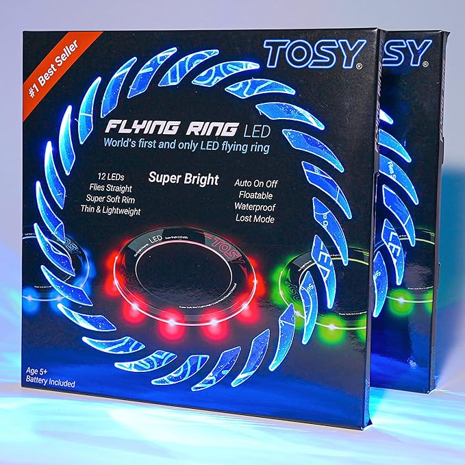 TOSY Flying Ring - 12 LEDs, Super Bright, Lost Mode, Auto Light Up, Camping Essentials for